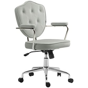 Homcom Cute Office Chair, Velvet-feel Fabric Vanity Chair