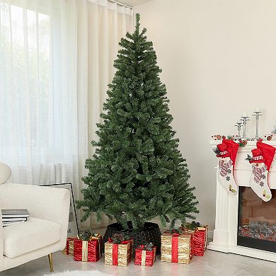 Homcom 7.5ft Artificial Christmas Tree With Auto Open, Steel Base