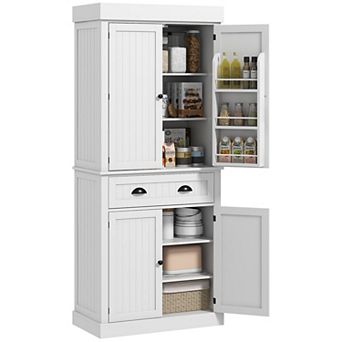 Homcom 71" Kitchen Pantry Cabinet With Large Storage And Led Lights