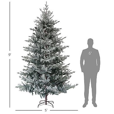 Homcom 9ft Artificial Nordic Pine Christmas Tree With Snow, Easy Assembly