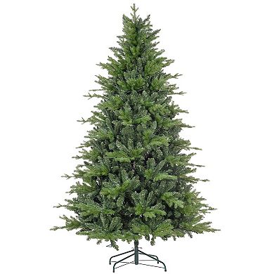 Homcom 7 Ft Artificial Christmas Tree With Metal Stand, Hinged Branches