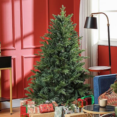 Homcom 5 Ft Artificial Christmas Tree With Metal Stand, Hinged Branches