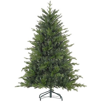 Homcom 5 Ft Artificial Christmas Tree With Metal Stand, Hinged Branches