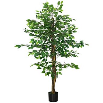 HOMCOM 5ft Artificial Tree Ficus for Indoor Home Decor, Fake Tree