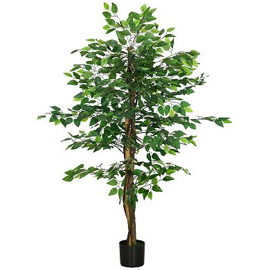 HOMCOM 5ft Artificial Tree Ficus for Indoor Home Decor, Fake Tree
