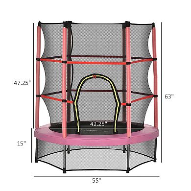 Outsunny 5ft Kids Trampoline With Enclosure Net