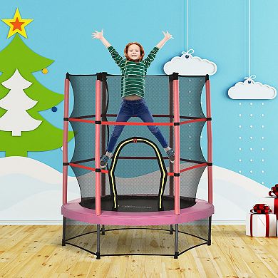 Outsunny 5ft Kids Trampoline With Enclosure Net
