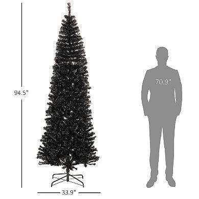 Homcom 8' Unlit Pencil Christmas Tree Holiday Decor With Stand