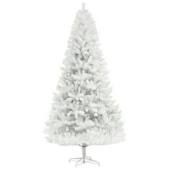 Homcom 9ft Artificial White Christmas Tree, Holiday Décor With Steel Base