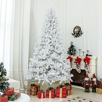 Homcom 9ft Artificial White Christmas Tree, Holiday Décor With Steel Base