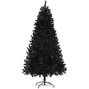 Homcom 7.5ft Artificial Black Christmas Tree, Holiday Décor With Steel Base