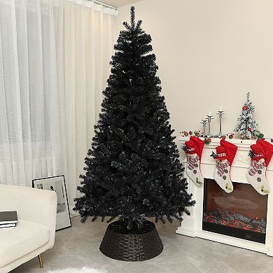 Homcom 7.5ft Artificial Black Christmas Tree, Holiday Décor With Steel Base