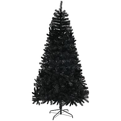 Homcom 7.5ft Artificial Black Christmas Tree, Holiday Décor With Steel Base