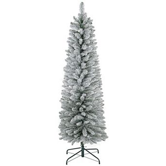 Homcom 5 Foot Artificial Snow Flocked Pencil Christmas Tree