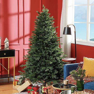 Homcom 6 Ft Artificial Christmas Tree With Metal Stand, Hinged Branches