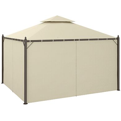 Outsunny 10ft x 12ft Outdoor Patio Gazebo with Curtains, Two-Tier Roof