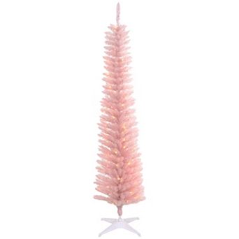 Homcom 7ft Pencil Artificial Christmas Tree With Colorful Led Lights