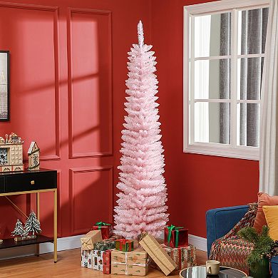 Homcom 7ft Pencil Artificial Christmas Tree With Colorful Led Lights