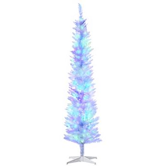 Homcom 5ft Pencil Artificial Christmas Tree With Colorful Led Lights