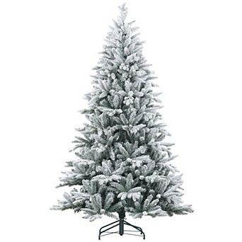Homcom 7 Foot Snow Flocked Artificial Christmas Tree, Easy Assembly
