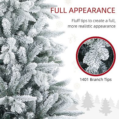 Homcom 7 Foot Snow Flocked Artificial Christmas Tree, Easy Assembly