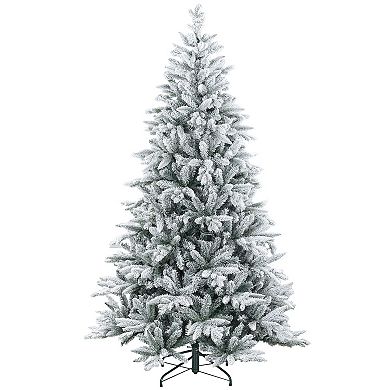 Homcom 7 Foot Snow Flocked Artificial Christmas Tree, Easy Assembly