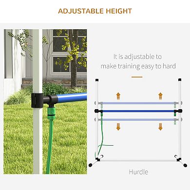 PawHut 4pc Dog Agility Training Equipment Set with Spray Water Tube,