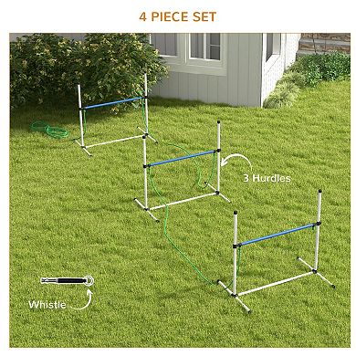 PawHut 4pc Dog Agility Training Equipment Set with Spray Water Tube,