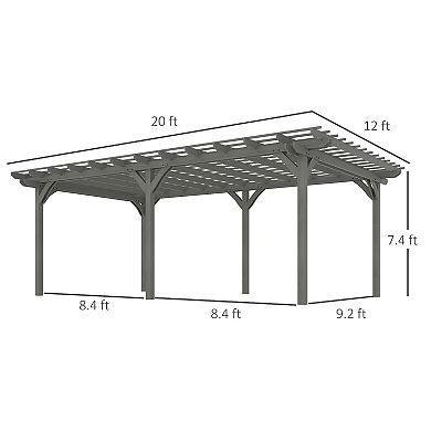 Outsunny 12' x 20' Wooden Pergola Outdoor Gazebo w/Stable Structure,
