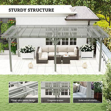 Outsunny 12' x 20' Wooden Pergola Outdoor Gazebo w/Stable Structure,