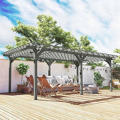 Outsunny 12' x 20' Wooden Pergola Outdoor Gazebo w/Stable Structure,