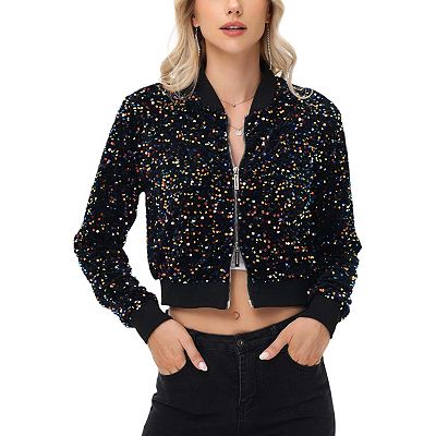 Black Sequin Blazer Sequins Bomber Jacket Womens Sequin Bomber