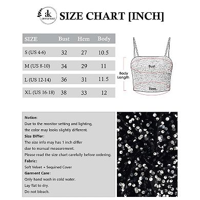 Women's Sequin Cami Tops Crop Glitter Spaghetti Strap Tube Top