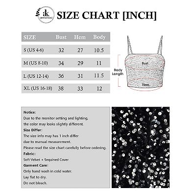 Women's Sequin Cami Tops Crop Glitter Spaghetti Strap Tube Top
