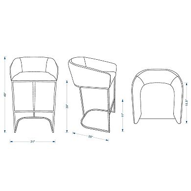 MANHATTAN COMFORT Louvre Faux Leather Upholstered 3-pc. Barstool Set