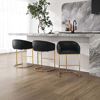 MANHATTAN COMFORT Louvre Faux Leather Upholstered 3-pc. Barstool Set