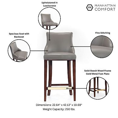 MANHATTAN COMFORT Shubert Faux Leather Upholstered Barstool