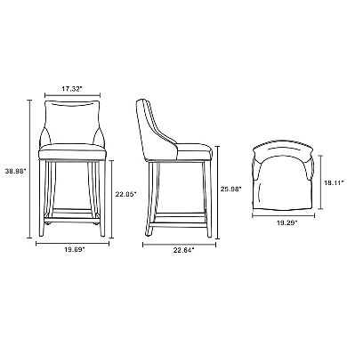 MANHATTAN COMFORT Shubert Faux Leather Upholstered Counter Stool