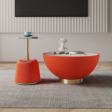 MANHATTAN COMFORT Anderson 2-pc. Faux Leather Upholstered Coffee Table & End Table Set