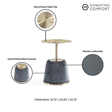 MANHATTAN COMFORT Anderson 3-pc. Faux Leather Upholstered Coffee Table & End Tables Set