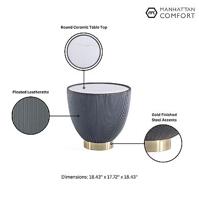 MANHATTAN COMFORT Anderson 3-pc. Faux Leather Upholstered Coffee Table & End Tables Set