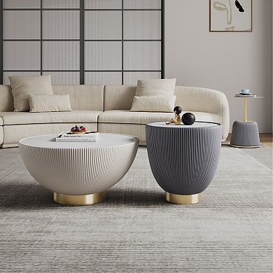 MANHATTAN COMFORT Anderson 3-pc. Faux Leather Upholstered Coffee Table & End Tables Set