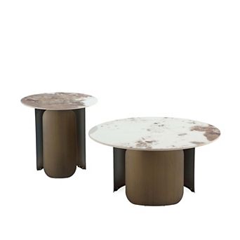 MANHATTAN COMFORT Monica 2 pc Coffee Table & End Table Set
