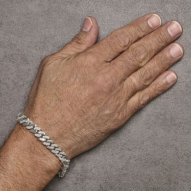 Haus of Brilliance Men's Sterling Silver 1/2 Carat T.W. Diamond Cuban Link Bracelet