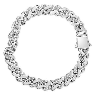 Haus of Brilliance Men's Sterling Silver 1/2 Carat T.W. Diamond Cuban Link Bracelet