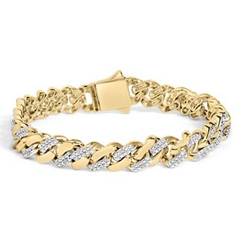 Haus of Brilliance Men's Sterling Silver 1/2 Carat T.W. Diamond Cuban Link Bracelet