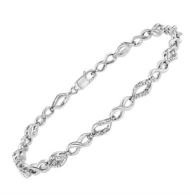 Bracelet Infini Réglable En Argent Sterling Avec Aigue-Marine Et Diamants - Silverspeck