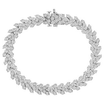 Haus of Brilliance Sterling Silver 2 Carat T.W. Diamond Miracle-Set Laurel Wreath Link Bracelet