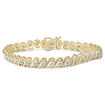 Haus of Brilliance 14k Gold Plated Sterling Silver 1/2 Carat T.W. Diamond S-Curve Tennis Bracelet