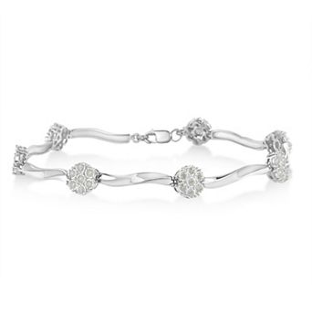 Haus of Brilliance Sterling Silver 1/4 Carat T.W. Diamond Twisted Bar Tennis Bracelet